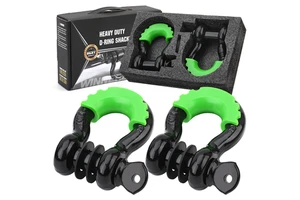 2Pk D-Ring Shackle 3/4" Shackle With Isolators 19Ton 41890Lbs Break Strength Shackle Isolator and Washers