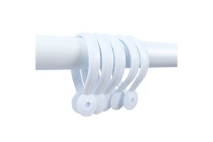 Shower Curtain Rings Portable Simple Plastic Abs White 12pcs Bathroom Shower Curtain Buckle Hook