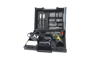 WU131X.4 10mm Lithium Carbon Free Dual Speed Impact Drill Tool Set With 1.5A charger+106 piece kit