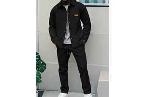 Mens Loungewear Sets 2 Piece Casual Long Sleeve Button Up Jacket Casual Pant Workout Athletic Joggers Sweatsuits For Outdoor