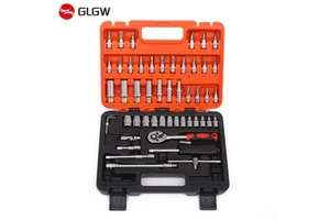 46 Pc 1/4 Long Socket Wrench Auto Repair Tool Combination Package Mixed Tool Set Hand Tool Kit with Plastic Toolbox Storage case