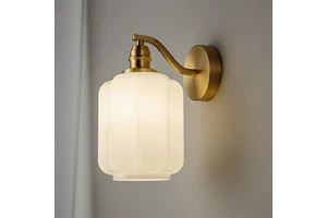 Minimalist Chinese Modern Aisle Porch Bathroom Balcony Stairs Cross-border Indoor Bedside Wall Lamp Copper Glass LED Luxury