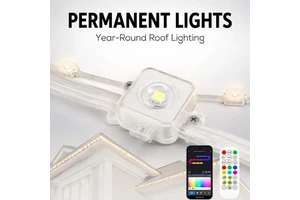 LED RGBIC Chasing Rainbow Running Flow Plastic Eave Roofline Light Strings IP65 Waterproof Outdoor Building Soffit Christmas