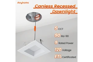 4 Inch 9W 5CCT Low Profile IC Rated Square Downlight Anti Glare Baffle Recessed Ceiling Light with ETL Certificated