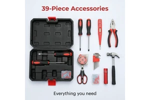39 Pcs Compact Hand Tool Kit for Apartment Maintenance and Basic Household Repair Work