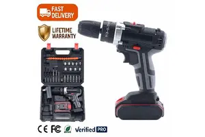 Power Drill Set Brushless Motor 21V 40Nm Max Torque Drill Bits Socket Wrenches Plastic Storage Case Drilling