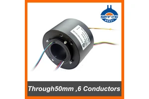 Electrical rotary connector 10A with 6 circuits/wires contact of through bore slip ring