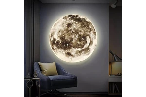 Dimmable Indoor Wall Mounted Ceiling Light Creative Bedside Round Decoration Modern LED Moon Wall Lamp