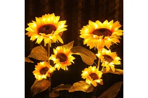 Outdoor IP44 Waterproof Christmas LED Garden Sunflower Stake Lights For Landscape Decoration