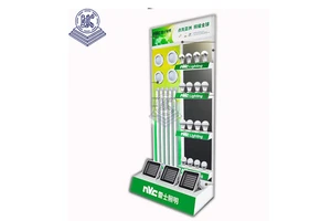 Freestanding Metal Merchandising Rack Exhibition Display Shelf LED Light Bulbs Spotlights Ceiling Lamps Lighting Retail Showroom