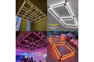 T8 LED PC Creative-shaped Modular 360 Glowing RGB Strip Custom Garden Ceiling-mounted Horizontal Pendant Decorative Circular