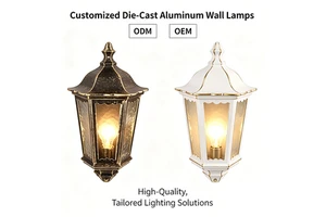 Half-frame AC 220V Cast Aluminum E27 LED Glass Shade European-style Retro 2700K Warm White CE Certified Hotel Balcony Wall Lamp