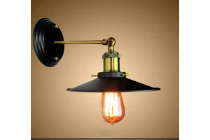 Vintage Wall Light With E27 Adjustable Lampholder And Retro Metal Shade For Bedroom Hallway Balcony Stairs Loft Bar