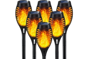 Modern Flame Solar LED Path Lights Small Waterproof Warm White Garden Yard Walkway Light