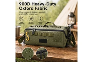 900D Oxford Large Capacity Camping Tool Organizer Bag Dual Compartment Water-Resistant MOLLE Storage Pouch Portable Outdoor Gear