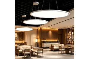 Modern LED Linear Hanging Lamp Ceiling Lighting Black Circle Chandelier Ring Pendant White Metal Shade Durable 60W 3000K-6000K