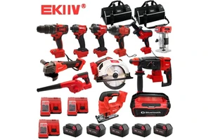 EKIIV Industrial 12Pieces Tool 18V Brushless Cordless Set Cordless Drill Machine Set Other Hand Wrench Tools Kit Tool Sets