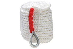White Twisted Three Strand Nylon Anchor Rope String Cord with Thimble Boat Accessories for Swings Towing Boat Dock Line