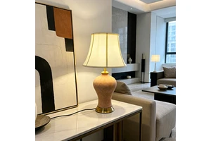 Retro Ceramic Table Lamp Fabric Shade Bedside Desk Light for Bedroom Living Room Hotel Decor Lighting