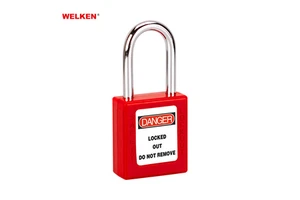 38mm 76mm Steel Nylon Shackle Red Colour Safety Padlock With Master Key