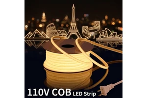 Led Strips Light Copper ROHS 110V Voltage IP68 Waterproof COB Flexible Plug Outdoor Building Contour Lighting