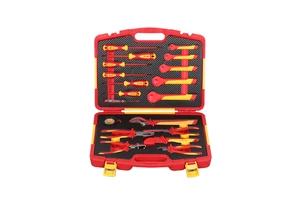 19PCS Insulated Tool Set Including VDE Insulated Screwdriver Insulated Open End Wrench and Insulated Plier in Plastic Box