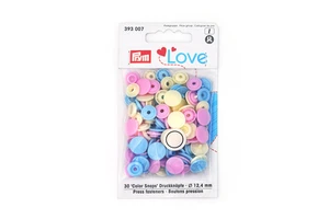 PRYM Wholesale Plastic Round Coloured Snaps Button Press Fasteners Rose/Light blue/Pearl - per pack of 30