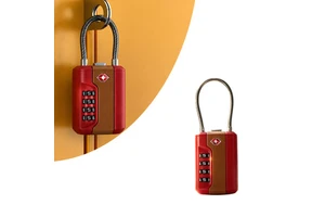 Red Brown Two Tone TSA Approved 4 Digit Cable Combination Padlock Cut Resistant Steel Wire Shackle Travel Lock