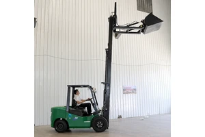 Factory Direct Sales 3T Batteries With Loader Bucket Attachment Sideshift Articulated Motor Electric Forklift Truck For Center