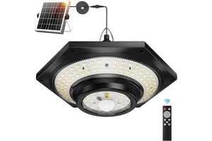 Solar Pendant Light Outdoor Indoor 228 LED Available Daytime Lighting 5 Modes 3 Colors Hanging Solar Shed Lights