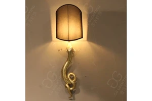 Copper Wall Light Candle Decoration Bedroom Bedside Corridor Stairway Snake Body Kallaite Torch Motif Brass Wall Lamp