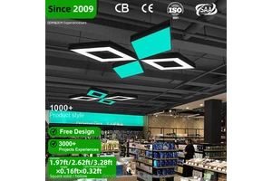 Modern Led Rectangle Chandelier Dimmable Rhombic Suspended Linear Hanging Lights Square Pendant Light for Supermarket Gym