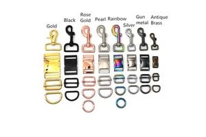 Dog Collar Hardware Metal Accessories Custom Color Size Tri-Grlide Side Release Buckle D Ring And Swivel Snap Hook