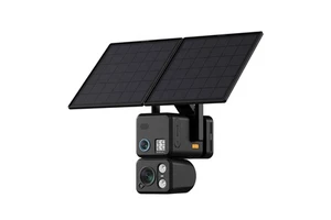 Solar Powered Dual Lens 4G WIFI 10X Optical Zoom Pan-Tilt Wide-Angle Bullet Camera CMOS IP66 Waterproof Built-in Cloud
