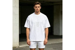 Custom 420gsm Men's T-shirt Sets,t Shirt And Shorts Sets For Men 2 Piece Outfits Summer Casual Short Sleeve Tracksuit Low Cost