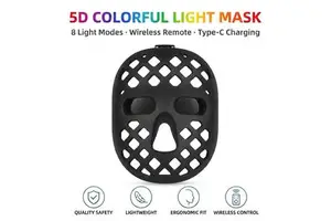 8 Colors LED Facial Mask 204 Lamp Beads Light Therapy Machine for Pores Shrinking and Skin Smoothing Treatment
