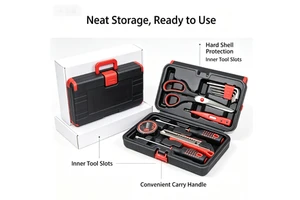 12-Piece Carbon Steel Household Tool Set Hand Operated Kit with Hard Toolbox for Outdoor Work OEM Logo