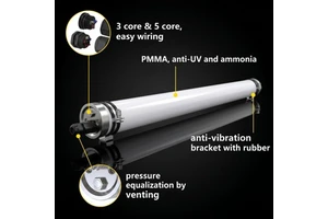 Linkable LED Tri-proof Light Fixture PMMA Housing Corrosion Proof LED Tubular Lighting IP69K LED Tubular Tri-Proof Light