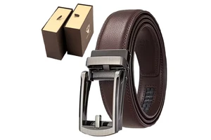 Custom Logo Designer Ratchet Belt No Hole Fit Automatic Buckle Belt Men Cowhide Genuine Leather Belt
