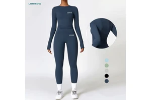Hot Sale Buttery Soft Long Sleeve Yoga Sets Four Way Stretch Womens Activewear Sets High Quality Tops Deportivos Yoga Sets 2025