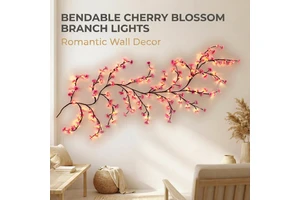 Sakura Cherry Blossom Led Vine Light Artificial Tree Branch Lamp For Bedroom Wedding Wall Hanging Decor Romantic Ambient Light