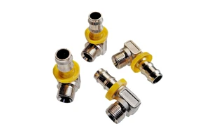 RMI09 90° Elbow For Self-clamping Hose Barb Plug Nickel Plated Brass Quick Connector Male Thread Joint Quick Coupling