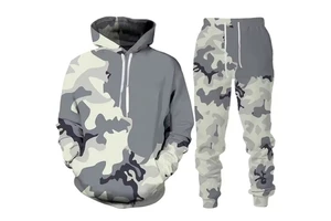 Hot Sales Men's Trendy Sporty Long-Sleeved T-Shirt Pants Print Autumn Loose Casual Style Two-Piece Thermal Digital Printed Set