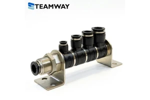 TEAMWAY Modular 360 Degree Rotary Pneumatic Manifold Block Composite Brass Quick Fitting Wall-Mounted Bulkhead Air Tube Hose