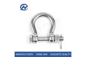 Stainless Steel Bow Shackle with Safety Nut 304/316 Lifting Shackle Rigging Hardware for Marine Offshore Construction Crane