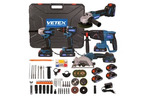 Ultimate 21V Cordless Tool Combo 5 Tools Including Electric Hammer Drill Saw Kit 2000mAh Battery High Performance OEM 3-Year