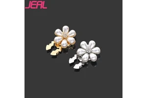 Popular 21MM Pearl Flower Shape Metal Button Shirt Cardigan Cufflinks Decorative Clips High-end Clothing Button Cover For Women