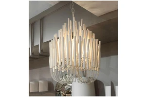 Fluo in Shock Nordic Kitchen Island White Black Led Wooden Metal Chandelier Lighting Pendant Lights for Dining Table