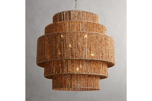Modern Nordic Luxury Hall Restaurant Villa Hotel Stairs Vaulted or Sloped Ceiling Gold Wooden Pendant Lights