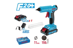 FIXTEC Wholesale Customized 20V Wireless Battery Powered Glue Gun Cordless Hot Melt Glue Gun with 3pcs 11*150mm Glue Stick
